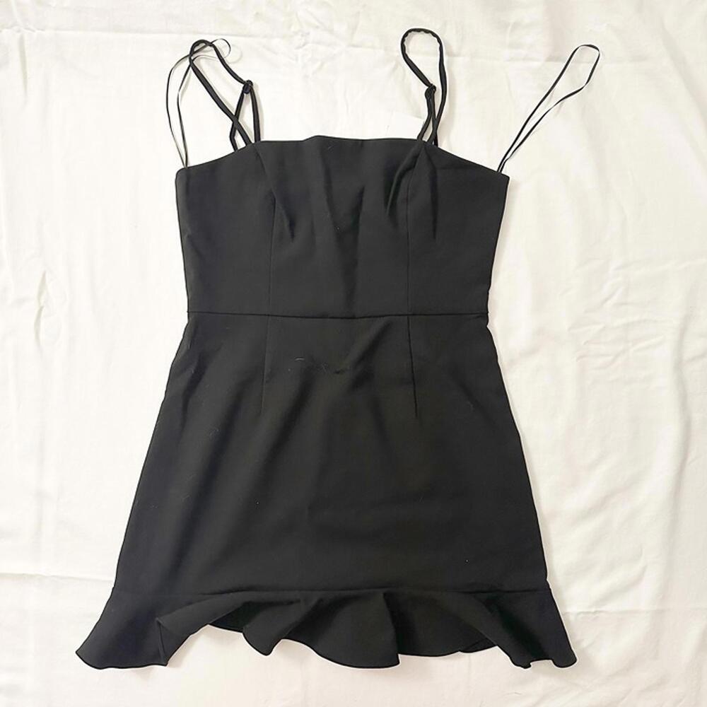 whisper frill hem cami minidress black size 8